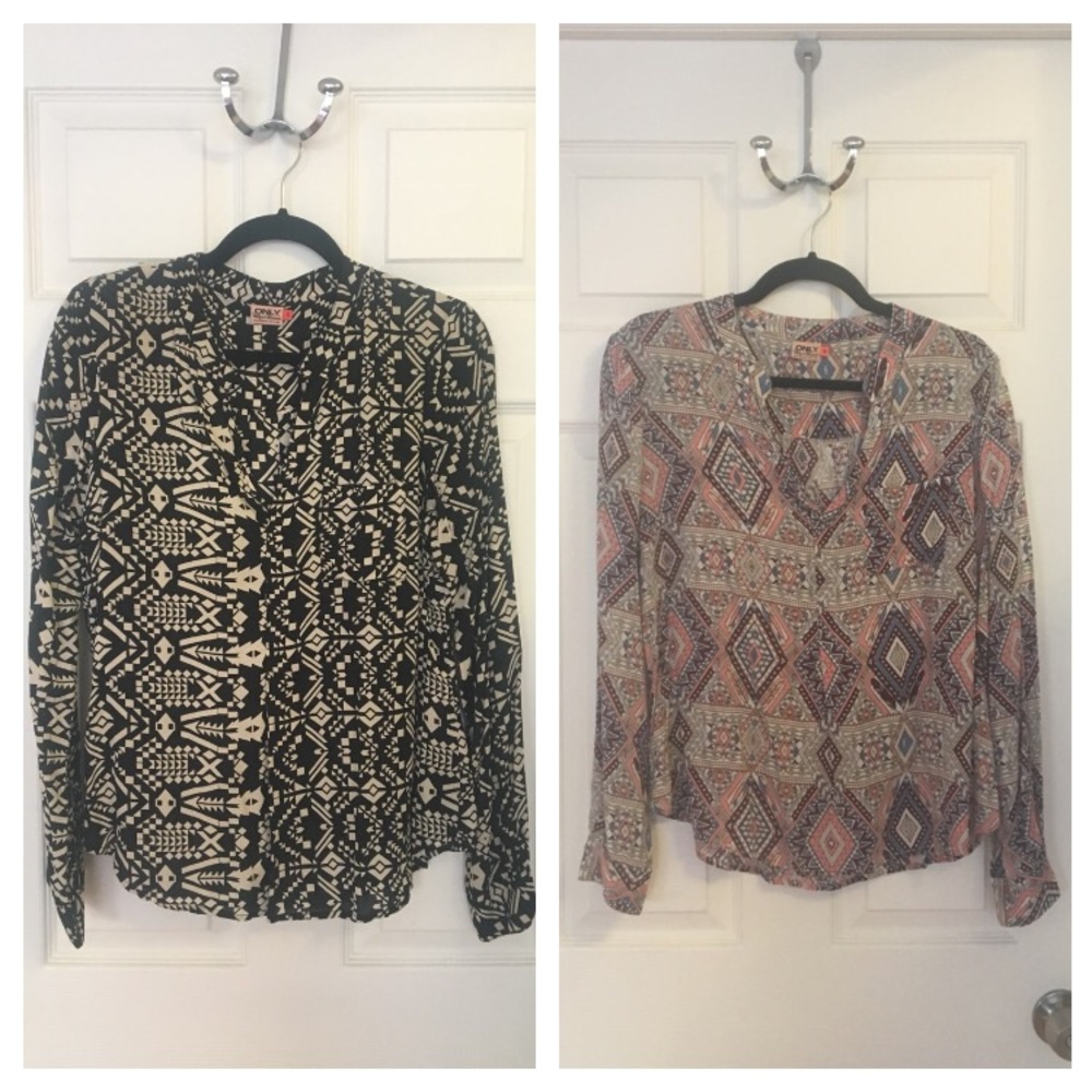 2 geo print blouses for the price of one